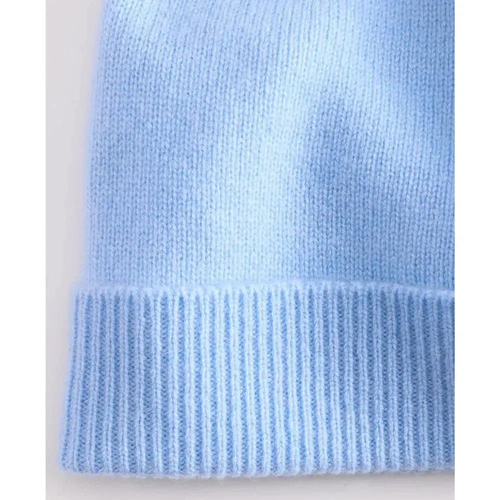 NWT Charter Club 100% Cashmere Cuffed Beanie Soft Blue Women's One Size $79 MSRP